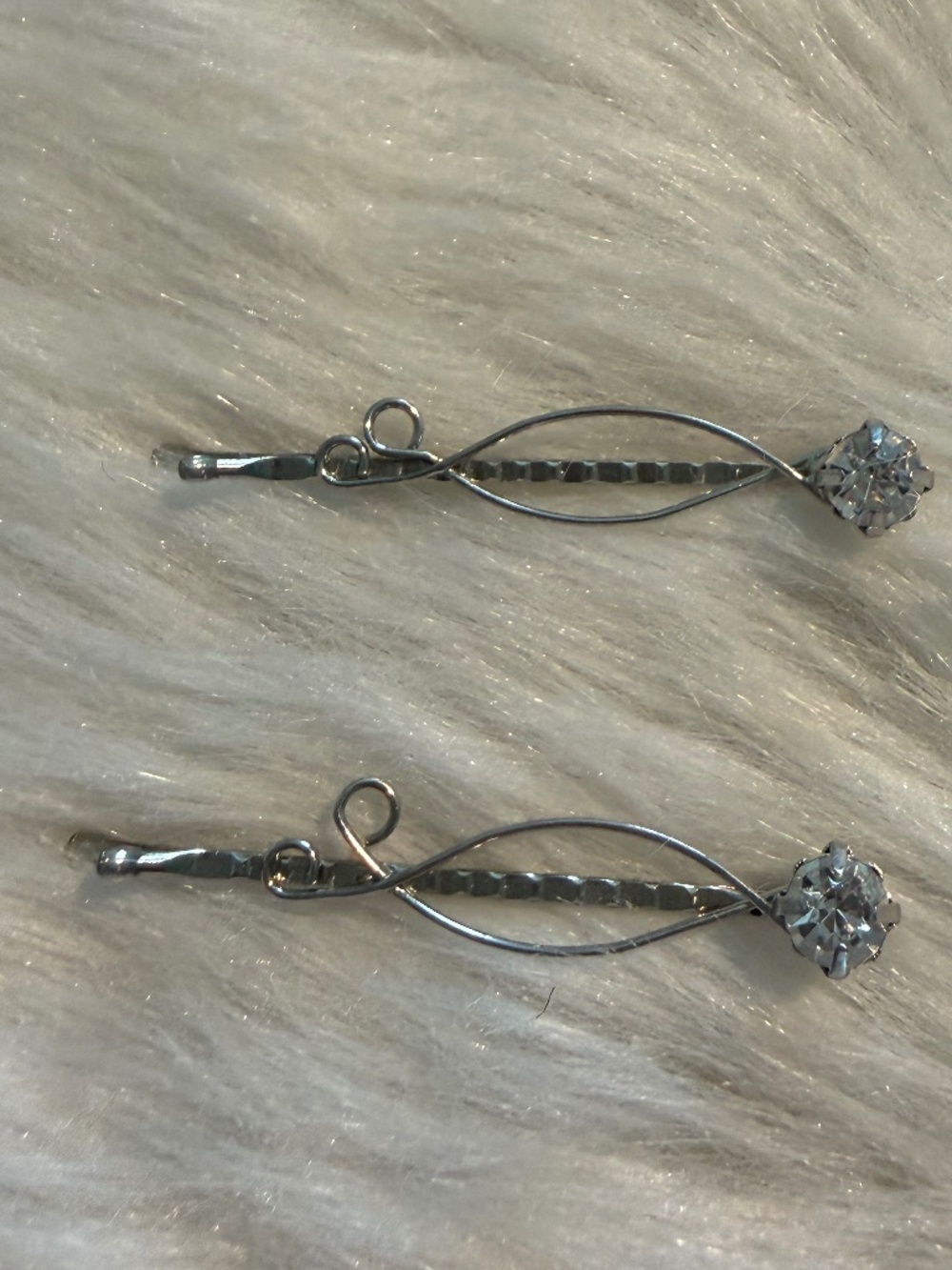 Sliver Hair Pin with Clear Rhinestone Accent
